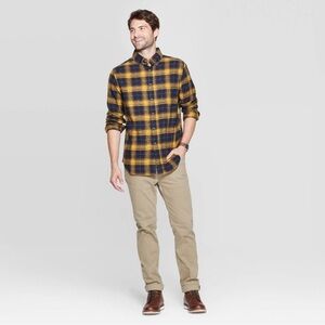 Goodfellow & Co Men's Plaid Shirt - Navy and Yellow